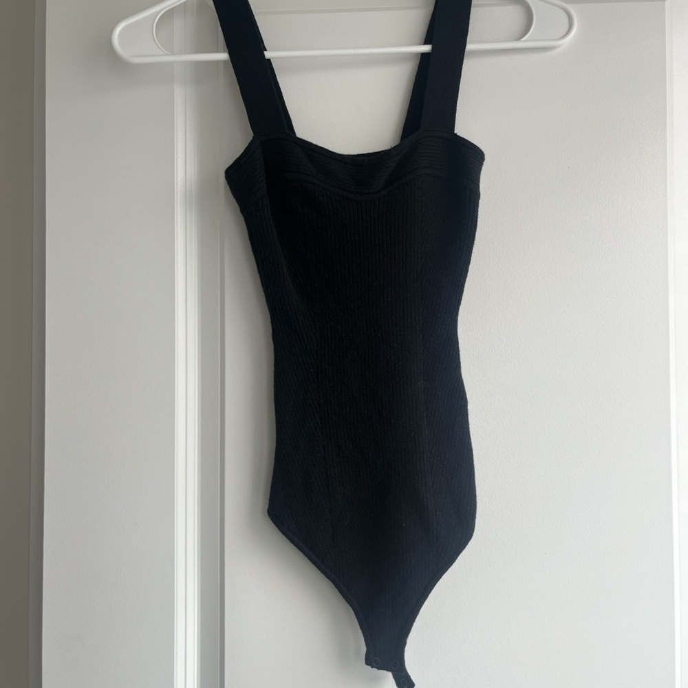 Black Abercrombie & Fitch Ribbed Sweater Sweetheart Bodysuit - Picture 5 of 6